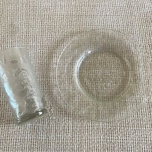 Santa Milk and Cookies plate and glass set